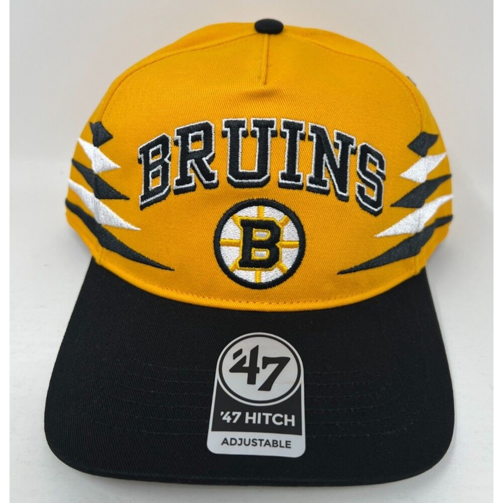 Boston Bruins NHL '47 Brand Yellow Diamond Cut Hitch Adjustable Snapback Hat